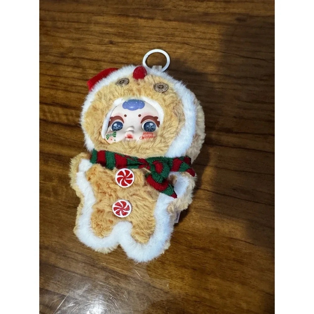 MINNATANG Mini Bear Plush Keychain Brown White Santa Hat Scarf 2024 Christmas